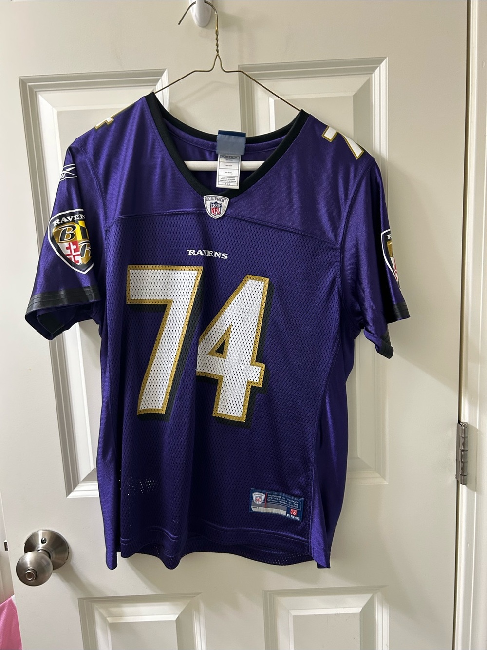 NFL Baltimore Ravens OHER Purple and Gold #74 Women's Jersey Size M